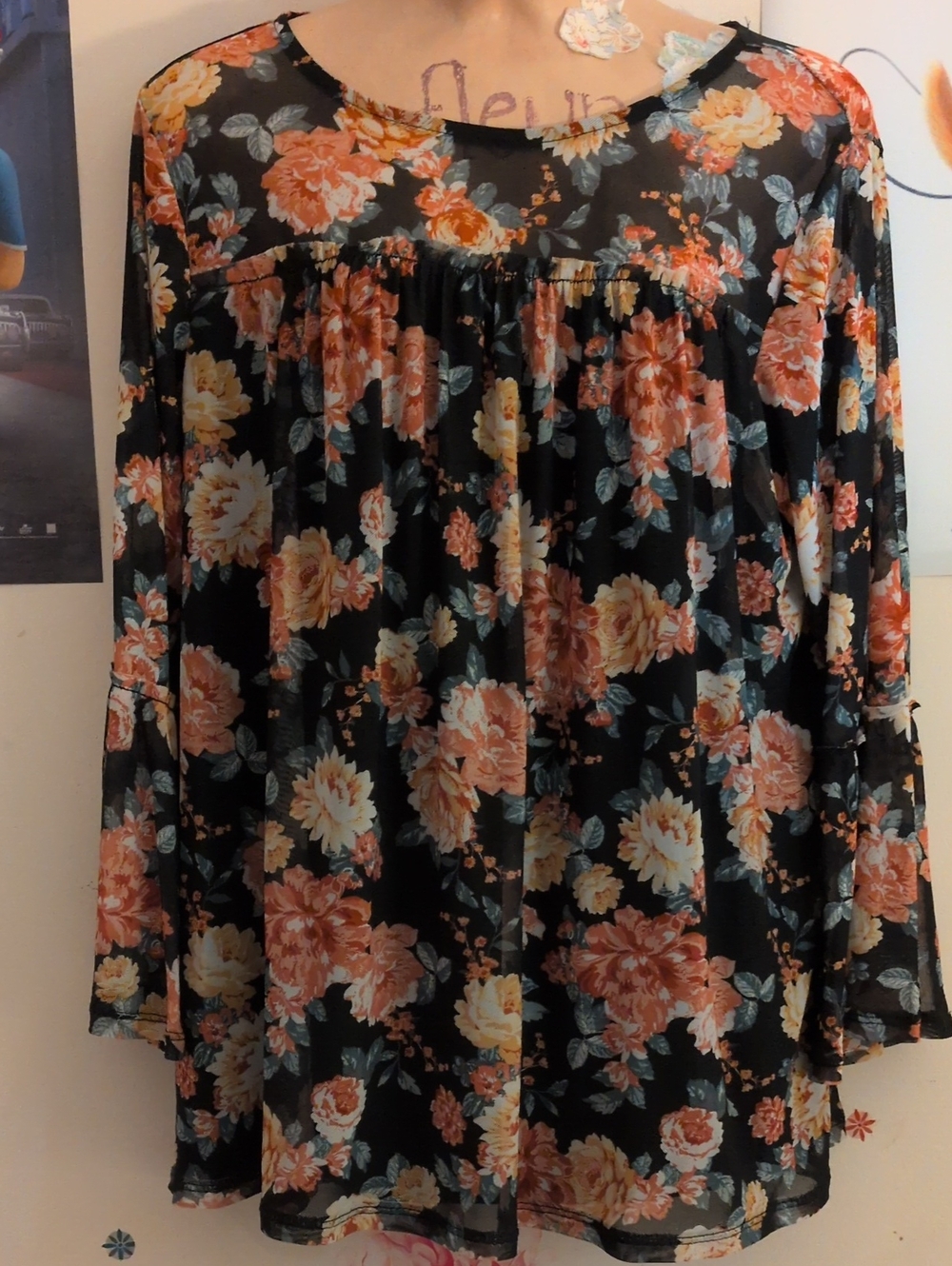 Bobbie Brooks Multicolor Floral Boho Blouse Size L